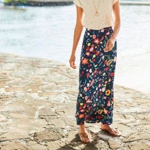Boden Blue Floral Long Maxi Skirt